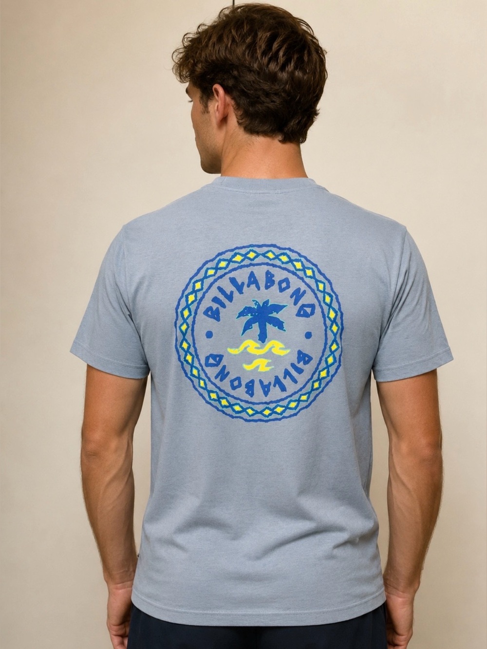 Billabong Light Blue Palm Geometric Design T-shirt NWT